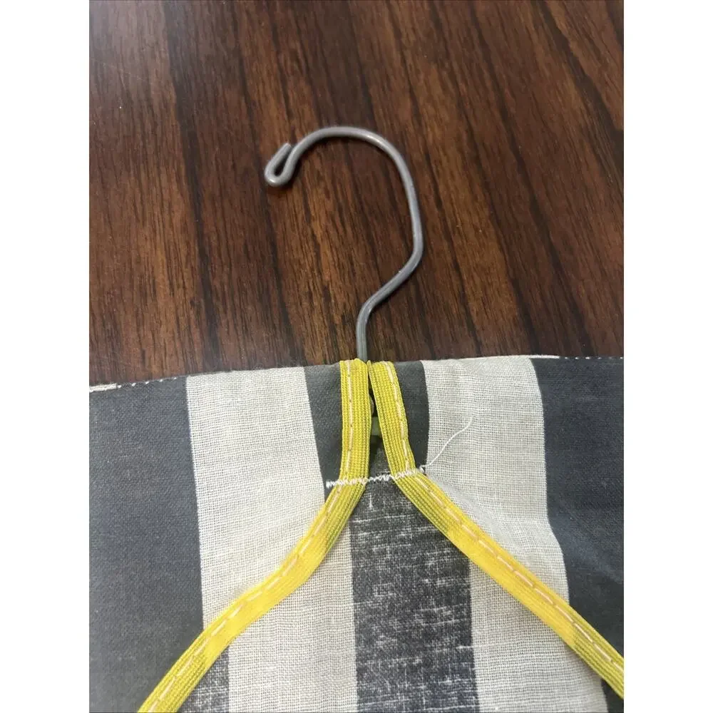 Vintage Black White Striped Clothespin Bag Hanging Laundry Organizer Tote